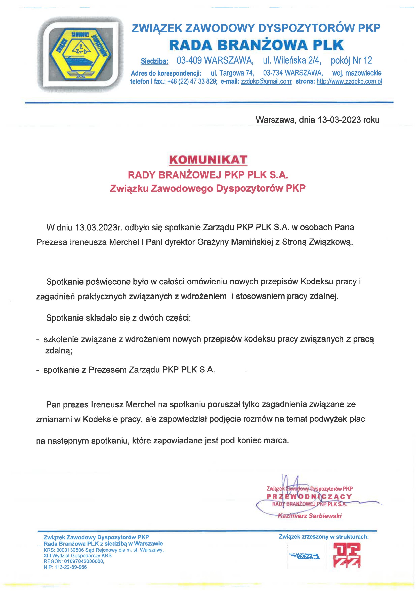 Komunikat Rada 13,03,2023